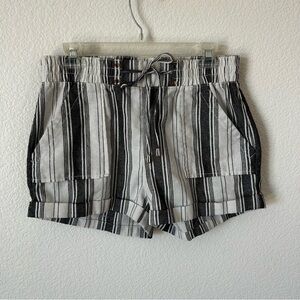 Casual Striped White, Black, Grey Women's Beachy Shorts